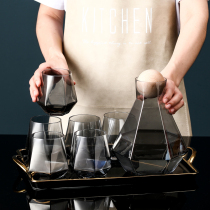 Nordic light luxury glass water cup set Household living room simple tea set Tea cup Net red ins wind drinking cup