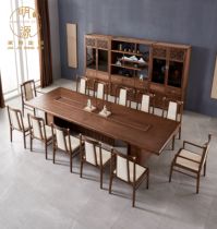 New Chinese Solid Wood Meeting Table And Chairs Portfolio Modern Minima Talks Reception Desk Office Guest Training Furniture Custom