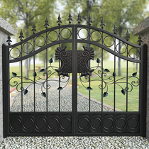 Home Outdoor Iron Art Gate Garden Villa Gate Double Open Doors Iron Door Patio Courtyard Door Countryside Fence Gate