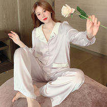 Sandro Vicari Fall True Silk Sleeping Women Temperament Thin long sleeves Long pants Home Suit Two Suits