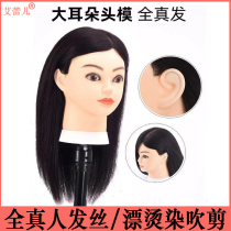 Head model full real hair hairdressing head model barber special dummy head model can be permed and dyed real hair head model head fake head model