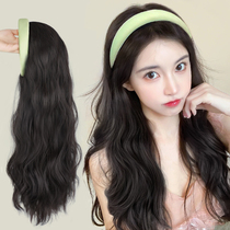 women's wig long hair natural invisible summer new fashion fruit green hair hoop wig all in one curly wig tablet