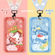 Bubble Water Meal Card Cute Student Campus Hanging neck Long rope work certificate Chest Card Entrance control Chest Card Chest Card Bus Water Card Cutting Sleeve Work Signs girls Tide Couples Subway Cutting card Creative Cartoon