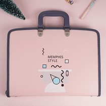 Organ Bag Student with multilayer folder Hand curly classification Korean version containing box Paper bag Female paper clip Versatile Large Capacity Transparent High School Students Insert Page Information Pagination