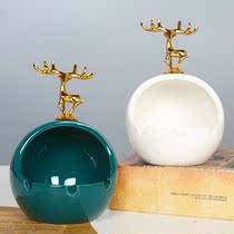 Xinjiang Creative Personality Trends Ceramics Golden Small Deer Ashtrays Home Living Room Office Ins High Face
