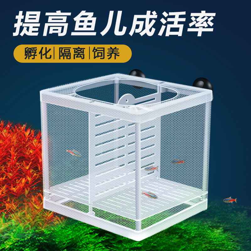 Fish Tank Isolation Net Isolated Box Peacock Fish Breeding Box Hopper Fish Incubators Breeding Box Suspended Prolific separated Net-Taobao