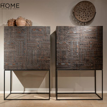 home Nordic Belgium dining side cabinet Hyun Guan Cabinet Black Oak Wood Color Wine Cabinet restaurant Side cabinet Customized