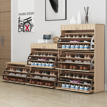 Solid wood tipping bucket shoe cabinet entry door porch home entry shoe cabinet large-capacity storage cabinet modern minimalist all-in-one cabinet