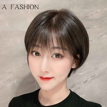 Wig short hair female real hair silk natural full headgear Internet celebrity fashion shape dont ear hair repair face full head wig set