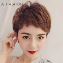 Wig short hair womens ultra-short hair style summer light and breathable natural real hair whole top full head wig set