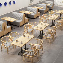 Themed West Restaurant Dining Table Hotel Milk Tea Shop Table And Chairs Leaning Against Wall Cassette Sofa Café Snack Dining Hall Combination