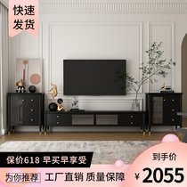 Nordic Long Iridescent Glass Light Extravagant TV Cabinet Side Cabinet Solid Wood TV Cabinet Small Family Type Retro Web Red-style Serie