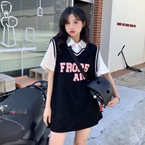 2022 Summer clothes new small sub polo net red fried street loose casual sports fake two even dress women wave