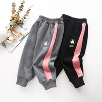 Little Girl Spring Autumn Winter Plus Suede Pants Girl Thickened Outwear Sports Pants Children Integrated Suede Casual Warm Long Pants