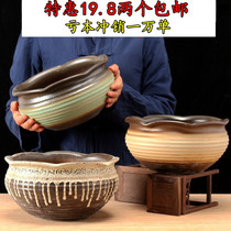 Promotion of coarse pottery Large number of old Zhuang pile flower pots hand-pulled European style sorcerer pottery jar breathable multi-meat ceramic florware