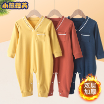 children's spring autumn velvet boys' big kids home clothes long sleeve baby girls anti-kick pajamas autumn winter