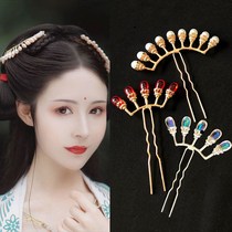 Tang Feng headdress ancient costume Hanfu headdress Pearl row hairpin hairpin Tang Fengming hair insert fairy hair ornaments