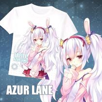 The Same People Blue Route Laffi Cartoon Perimeter Short Sleeve White T-Shirt Round Collar Summer Clothing Cartoon Pain T