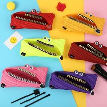 Salty Fish Pen Bag Creative one zipped Monster Foldable Pen Bag Large Capacity Pen Bag Brief Korean version Student web Red