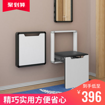 Starter home-changing stool Home doorway wall-mounted Easy retractable folding flush cool Xuanguan extremely narrow New Chinese backrest