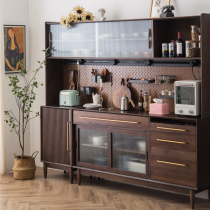 Solid wood sideboard Nordic modern minimalist light luxury tea cabinet home storage wine cabinet living room wall storage high cabinet