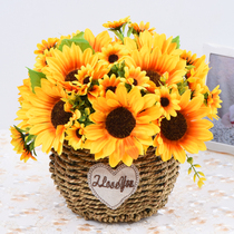 Grass Choreography Basket Fake Flower Simulation Flowers Furnishing Sunflower Plastic Flowers Living-room Swing Pieces Home Table Tea Table Decorative Flowers