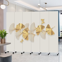 Beauty salon partition curtain high-grade screen new Chinese bedroom cover folding mobile solid wood bamboo folding screen