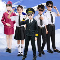 Boys Chinese captain uniforms childrens Halloween pilot costumes air force costumes girls stewardess models
