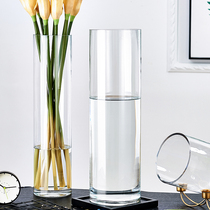 GW light extravagant large number floor vase glass transparent pendulum piece water raising rich and expensive bamboo lily flower arrangement living room for home