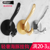 Wall Free Punch Hook Metal Black Wall Hangover Hook Single Wall-mounted Xuanguan Shoe Cabinet Wardrobe Bathroom