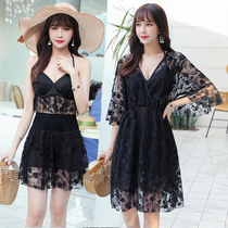 Female summer Large-size swimsuit Fat mm Three sets 200 catty Loose Conservative Shade of Skinder Swimming Super Fairy Spa Suit