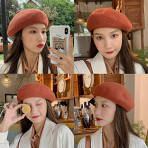 Temperament Mao Berehat small number French style retro Yingren Bleicher hat children autumn and winter sky full circle face anise cap