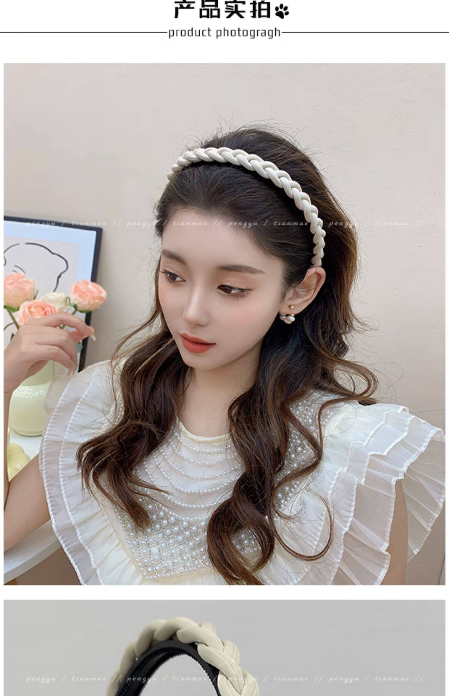 麻花辫发卡大脸显脸小发箍女2024新款夏款高级感网红仙气减龄头箍