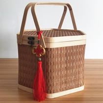 The Mid-Autumn Festival Old Moon Cake Box Exterior Packaging Box Gift Box box Handbox Handmade basket Bamboo Chronicles Bamboo Basket Gift Boxes Courtesy retro