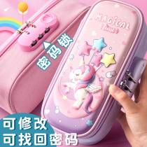 Lead Pencil Case Code Lock Pencil Case Male Girl Kindergarten Multifunction Mesh Red Child Elementary School Children Elementary School Childrens Pen Bag Pencil Containing Box Double stationery bag 2020 new pop creative learning supplies