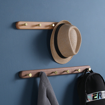 Solid wood hook fitting room hanging clothes hanger in door Xuanguan hanging key brass clothes hat rack hotel door rear wooden row hook