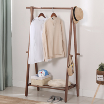 Modern minimalist bedroom home ground canvas cloakclothes hat rack solid wood foldable wood clothes hanger hanging clothes rack
