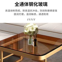 High-end small apartment living room modern household iron tea table Internet celebrity TV cabinet slate tempered glass coffee table Italian style