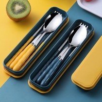 Chopsticks Box Portable Empty Box Chopsticks Spoon Set Portable Tableware Three-piece Set Student Children Adult Fork Single