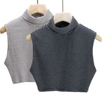 Shivering Intra-Hitchers Korean Version Pure Cotton Striped High Collar Fake Collar Children 100 Hitch Students Fake Collar Warm Surrounding Neck Autumn Winter