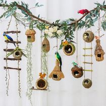 Kindergarten log wind ring creation material ((kindergarten air hanging ring) (hanging decoration creative Birds Nest))