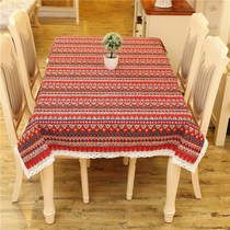 Tea table Tongan ethnic style Celebrating Cotton Hemp Table Cloth Art China Wind Rectangular Table Cloth Linen Table Cloth