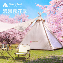Sunnyfeel mountain leaf exquisite camping cherry blossom season package camping table and chair combination camping car