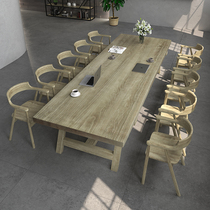 Solid Wood Meeting Table Long Table Modern Minima Desk Retro Large Table Bench Large Negotiating Table And Chairs Combination