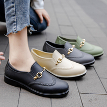 Back Force Low Help Rain Shoes Women Casual Fashion Short Barrel Rain Boots Trendy Ladies Shoes Flat Bottom Waterproof Plus Suede Thick Bottom Water Shoes