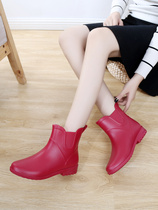 Back Force Short Drum Rain Shoes Women Adults Korea Cute Water Shoes Rubber Shoes Fashion Outwear Non-slip Plus Suede Waterproof Shoes Rain Boots
