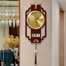 New wood New Chinese style hanging bell Chinese wind living room Classical timepiece decoration home mute creative art minimalist