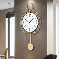 New Nordic Hanging Clocks Home Creative Living Room Deer Head Bell Modern Minimalist Atmospheric Net Red Fashion Hanging Wall Light Extravagant