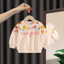 Korean girls wear and clothing spring autumn 2021 new Korean version sets loose and casual long sleeves Childrens baby Early autumn blouses