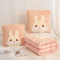 Holding pillow quilt two in one girl sleeping folding blanket carriage lunch pillow car pillow and thick winter